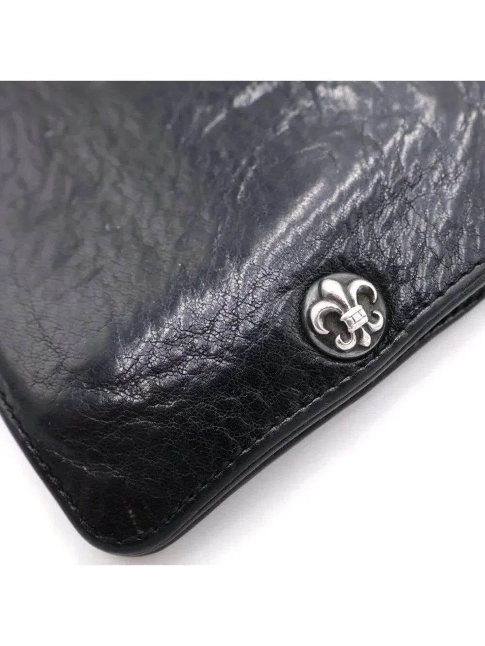 Chrome Hearts BS Flare Ball Button Leather Wallet Black